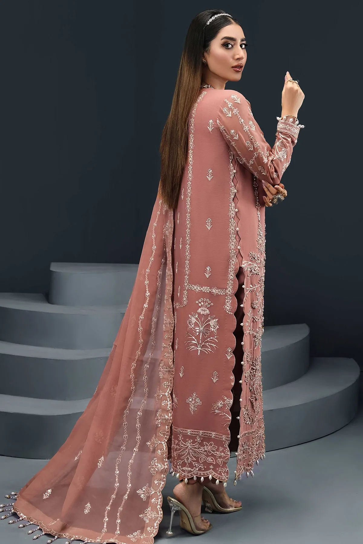 Reena by Alizeh Fashion Embroidered Chiffon Unstitched 3Pc Suit D-04 Isla