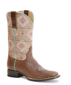 Roper Women's Southwest Square Toe Western Boot - Brown 09-021-9991-0009