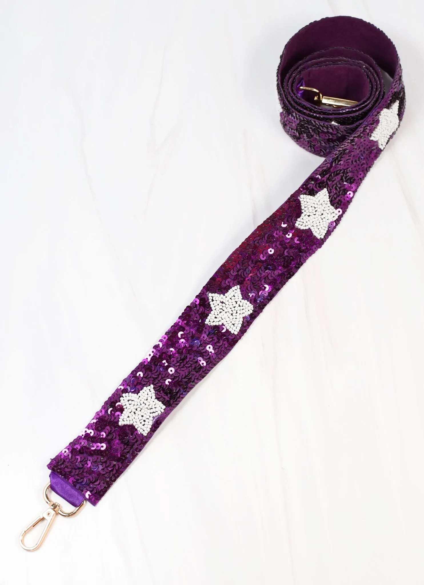 Sammy Star Sequin Crossbody Strap PURPLE WHITE