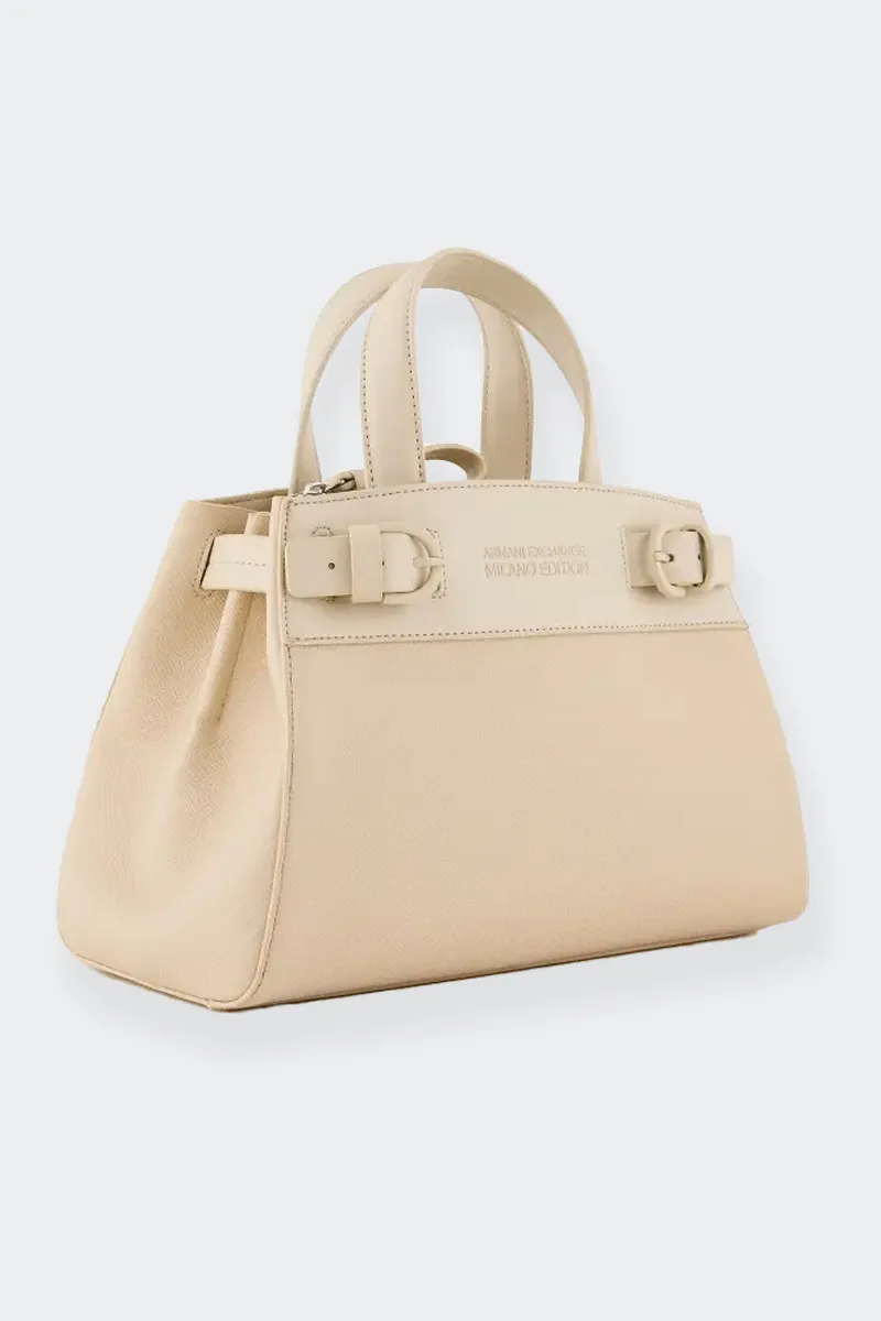 SHOPPING TOTE BAG CON TRACOLLA BEIGE