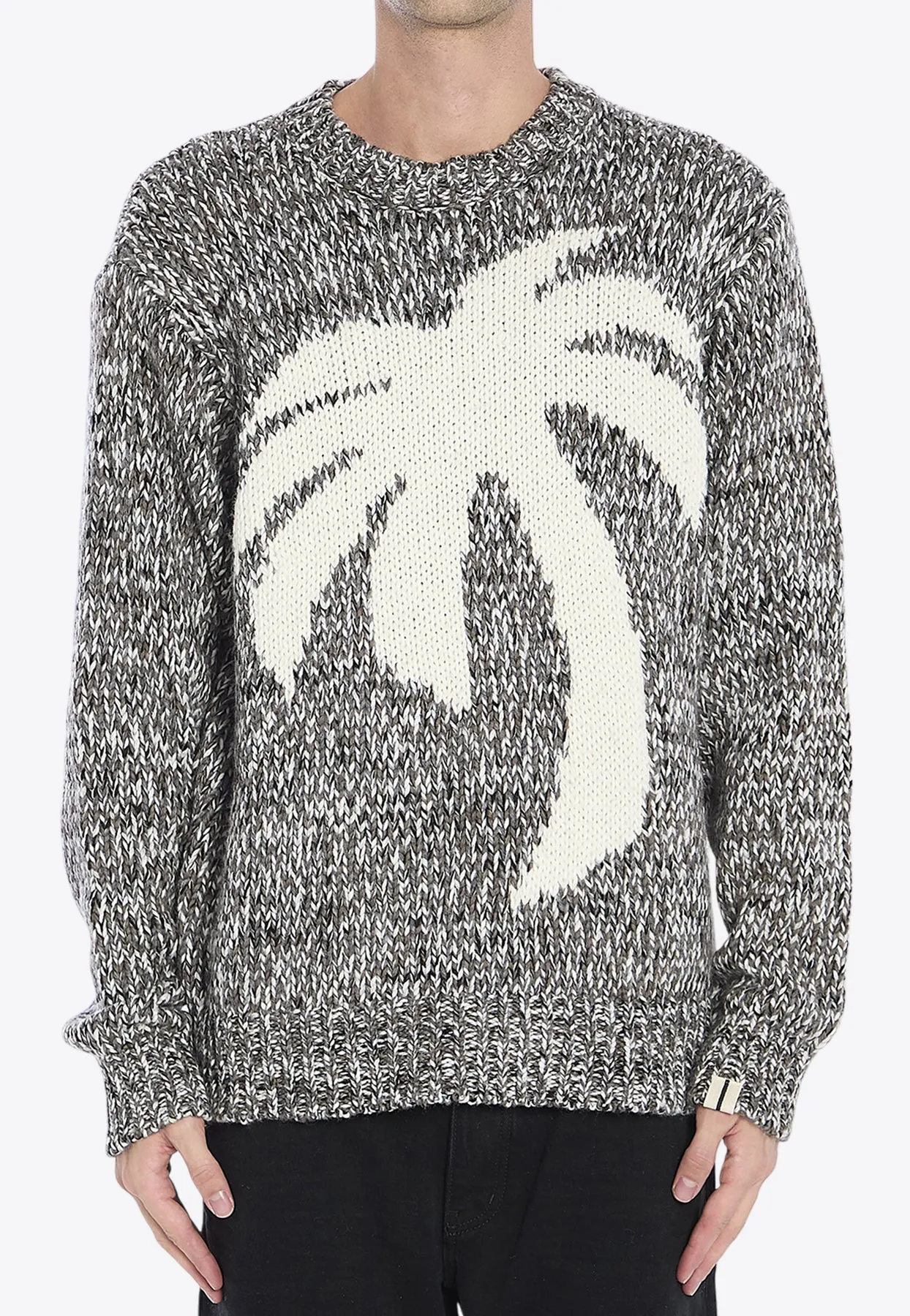 Signature Palm-Intarsia Crewneck Sweater