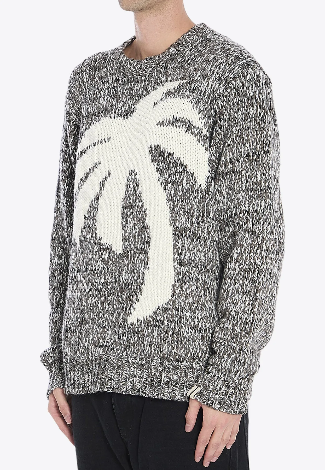 Signature Palm-Intarsia Crewneck Sweater