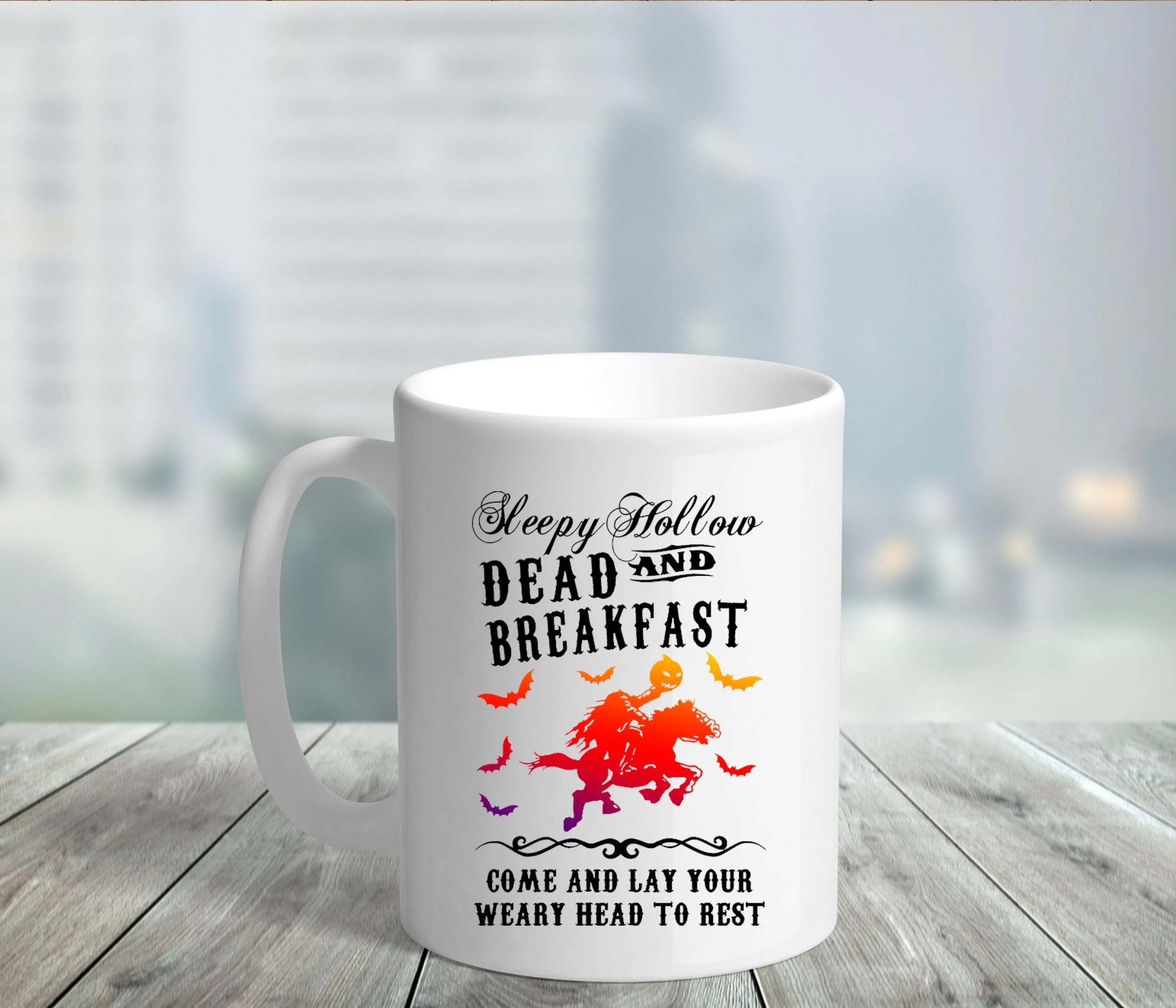 Sleepy Hollow Dead And Breakfast Mugs || Pumpkin Patch Halloween Mug || Headless Horseman Sleepy Hollow