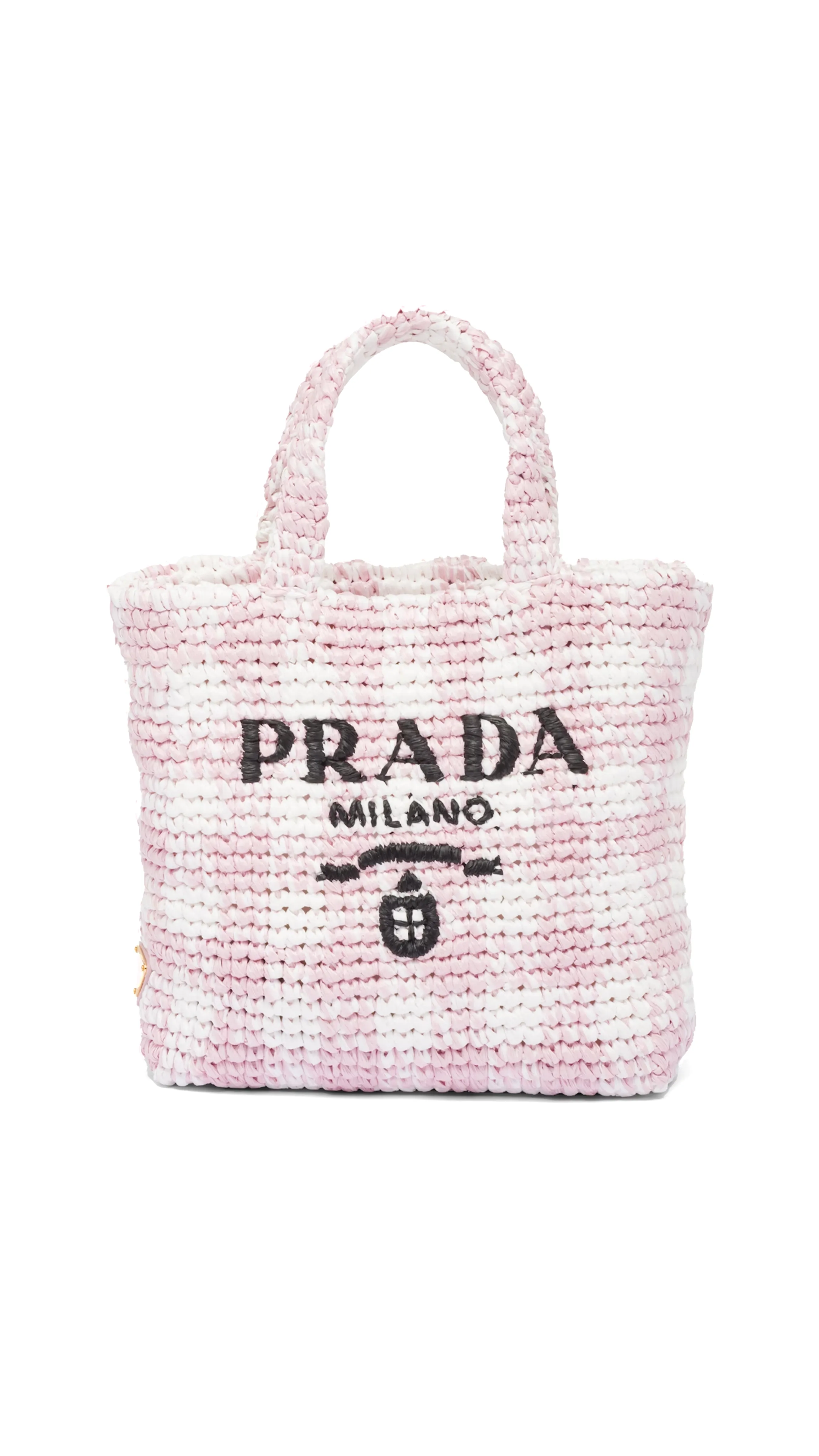 Small Crochet Tote Bag - Alabaster Pink/White