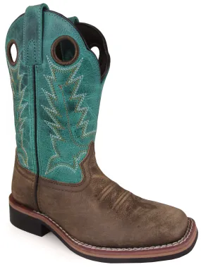 Smoky Mountain Childrens Boys Jesse Brown/Turquoise Leather Cowboy Boots 2 D