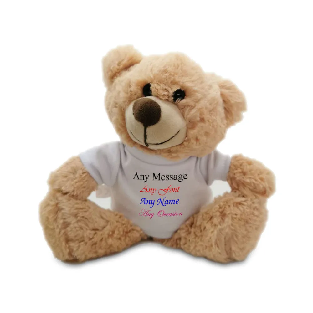 Soft Light Brown Teddy Bear Toy with T-shirt, Personalise with Any Message