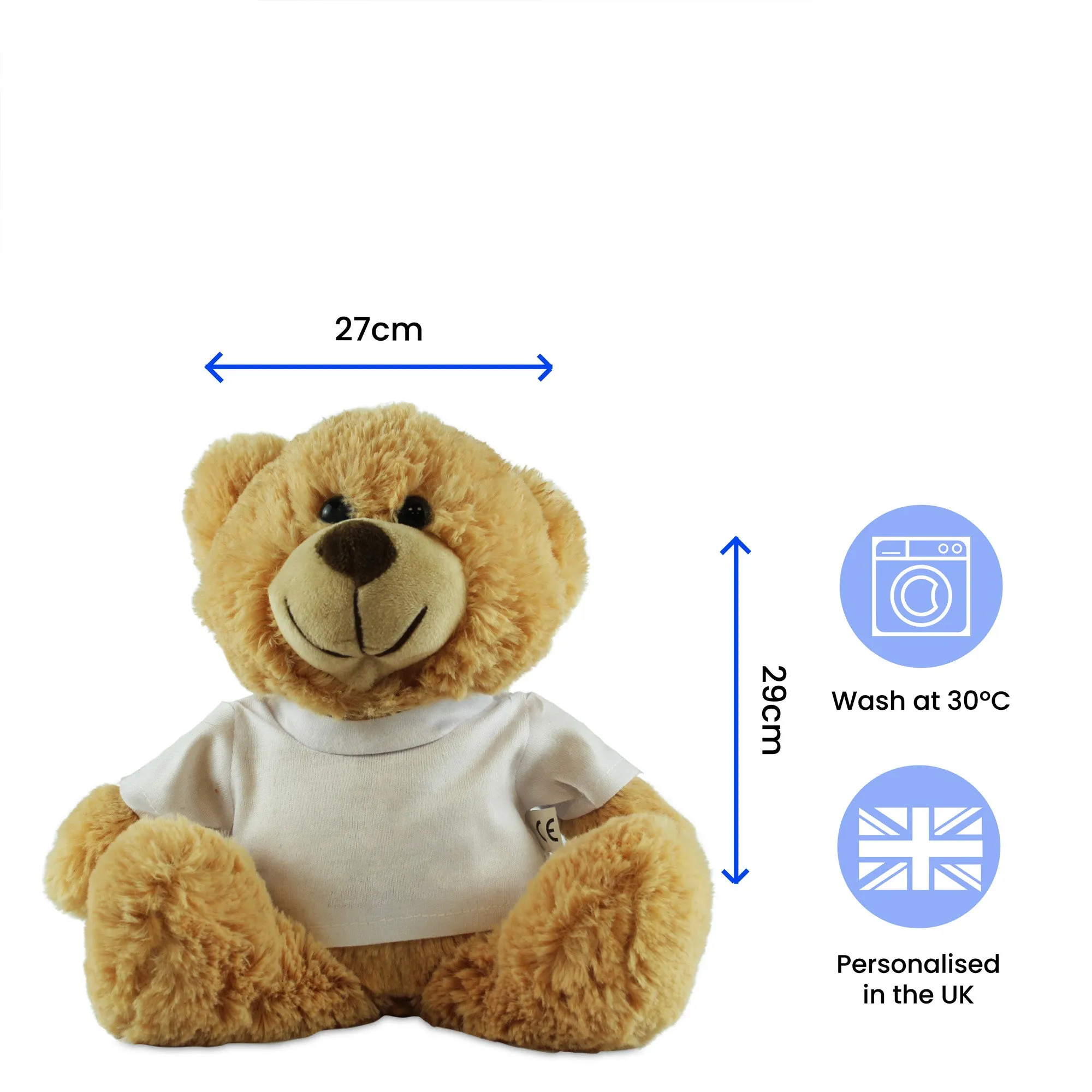 Soft Light Brown Teddy Bear Toy with T-shirt, Personalise with Any Message