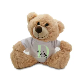 Soft Light Brown Teddy Bear Toy with T-shirt with Initial and Name Design