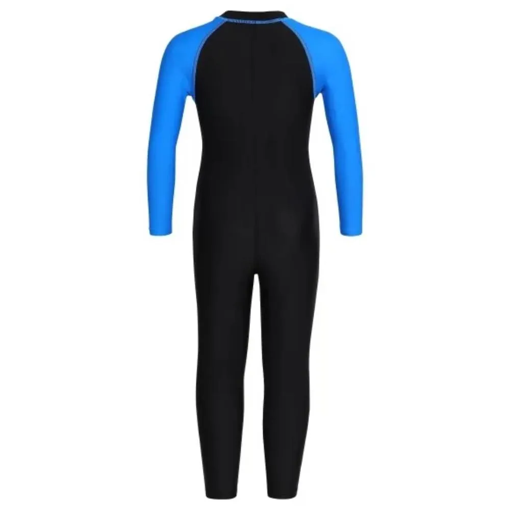 Speedo Boy's Color Block All In1 Suit (Black/Bondi Blue)