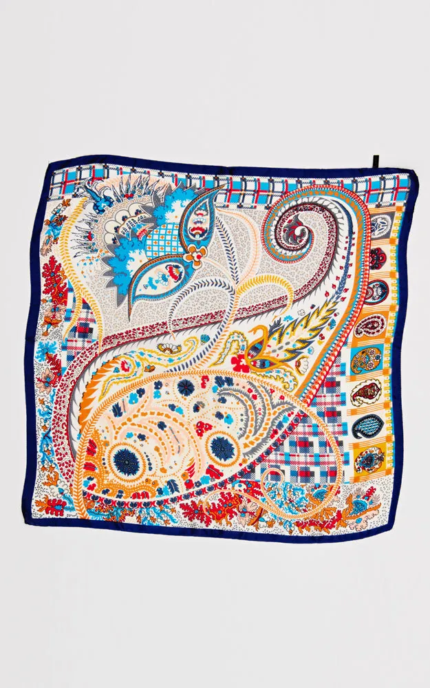 SPSS2502 Paisley Multi Printed Silky Bandana Scarf