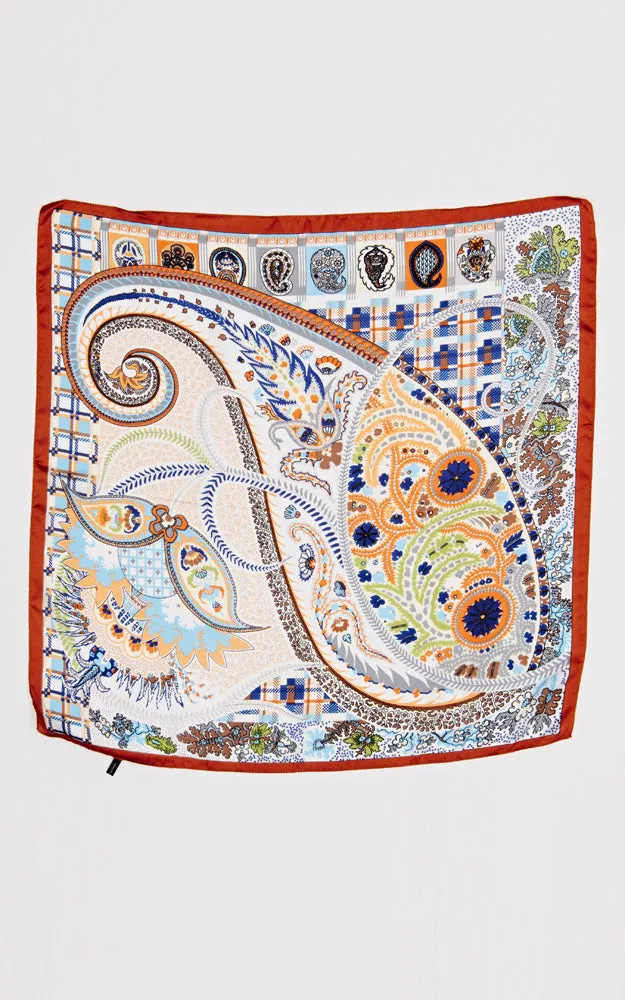 SPSS2502 Paisley Multi Printed Silky Bandana Scarf