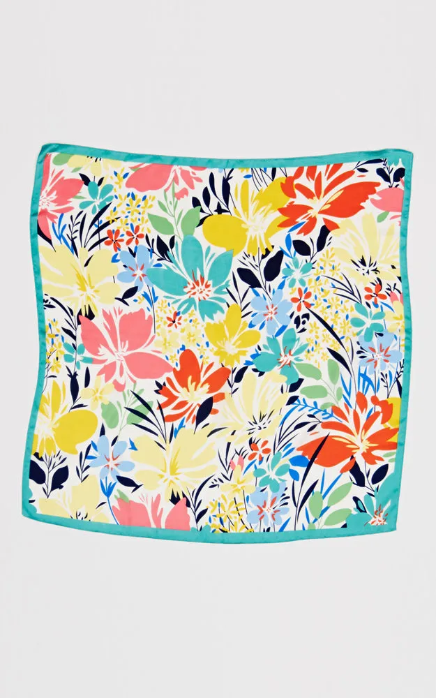 SPSS2504 Floral Multi Printed Silky Bandana Scarf