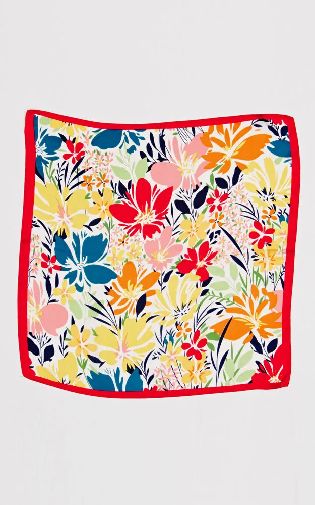 SPSS2504 Floral Multi Printed Silky Bandana Scarf