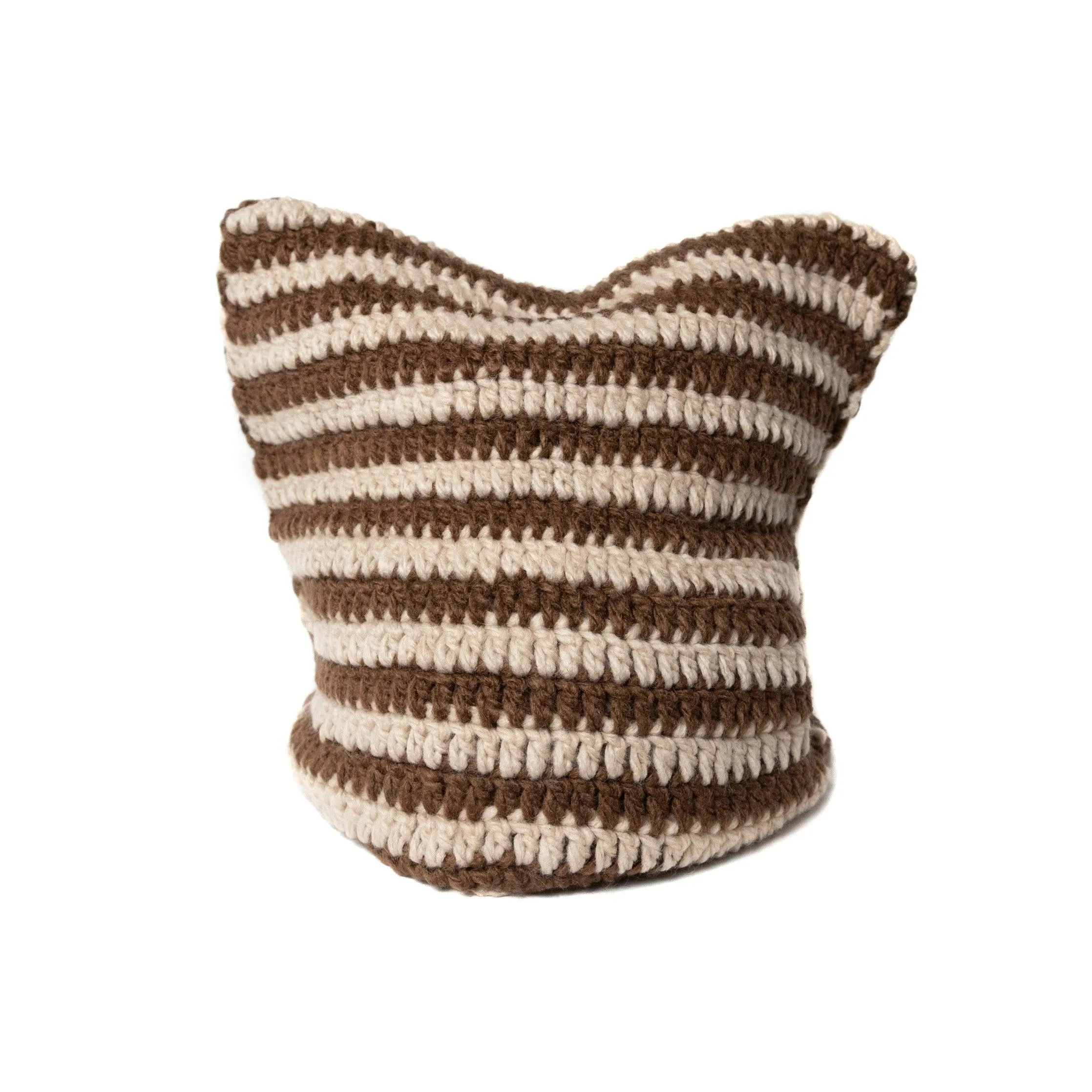 Striped Crochet Brown Beanies