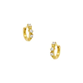 STUDDED THREE STONE VINE HOOPS, XS