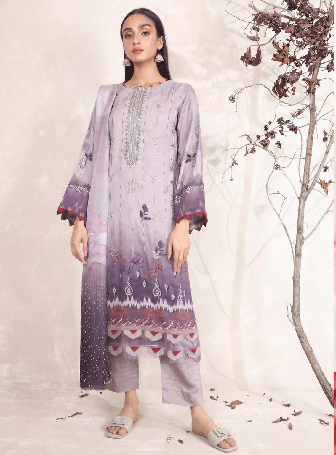 Swarovski Chandi By Alif Embroidered Viscose Unstitched 3 Piece Suit - 04