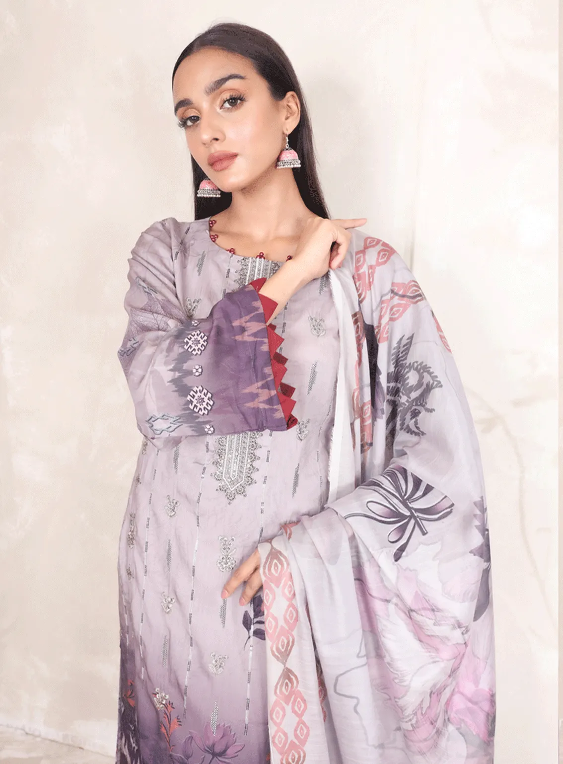 Swarovski Chandi By Alif Embroidered Viscose Unstitched 3 Piece Suit - 04