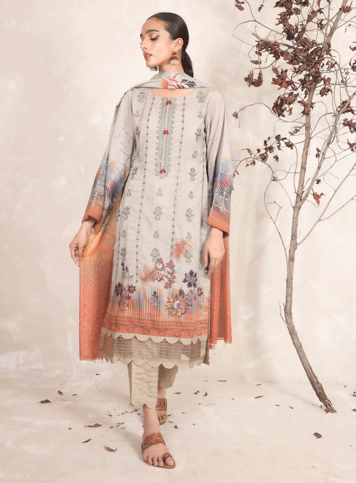 Swarovski Chandi By Alif Embroidered Viscose Unstitched 3 Piece Suit - 07