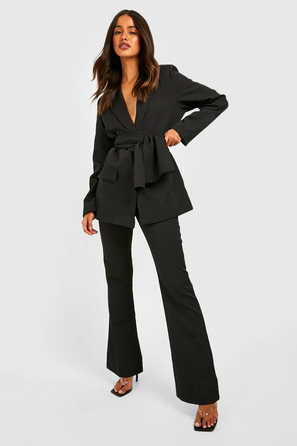 Tailored Obi Tie Waist Fitted Blazer