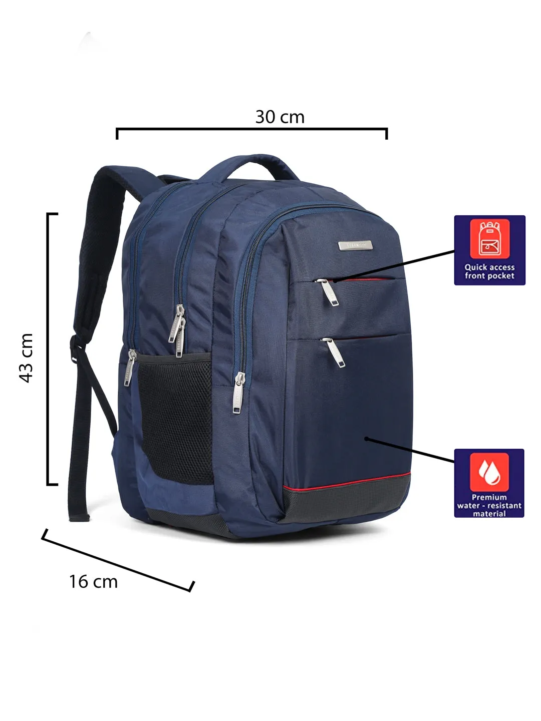 Teakwood Genuine Polyester Backpack - Navy Blue