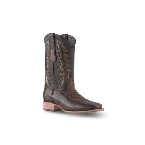 Texas Country Boot Python Cincelado Cafe E680 Square Toe