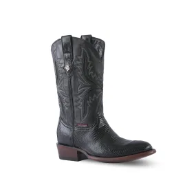 Texas Country Exotic Boot Lizard Black Round Toe LR250