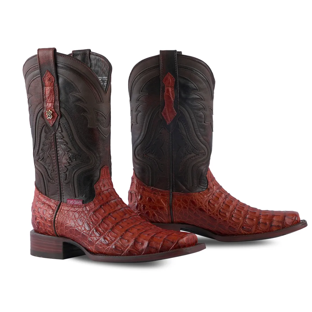 Texas Country Exotic Boot Lomo Caiman Brandy Rodeo Toe LM80