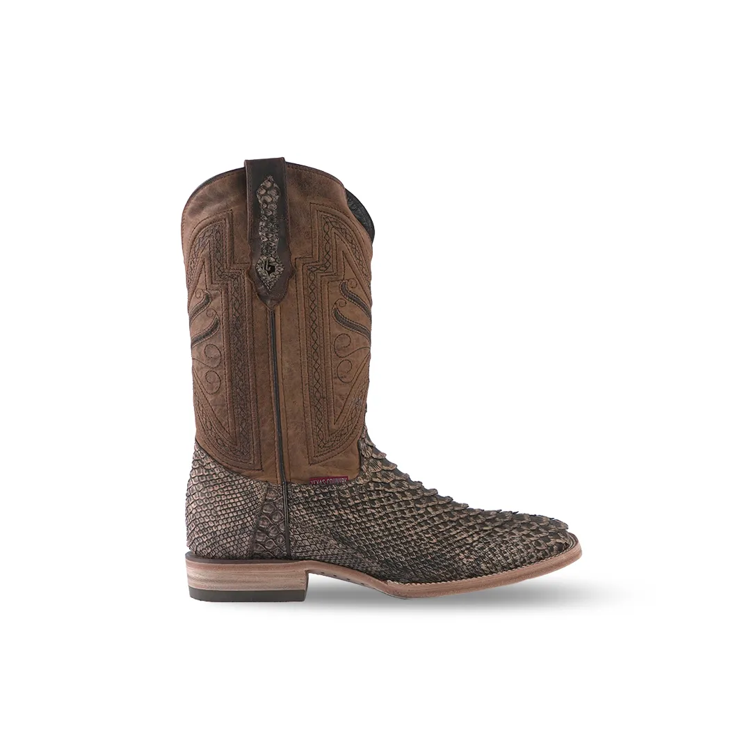 Texas Country Exotic Boot Python Orix Nobuck Square Toe PN30