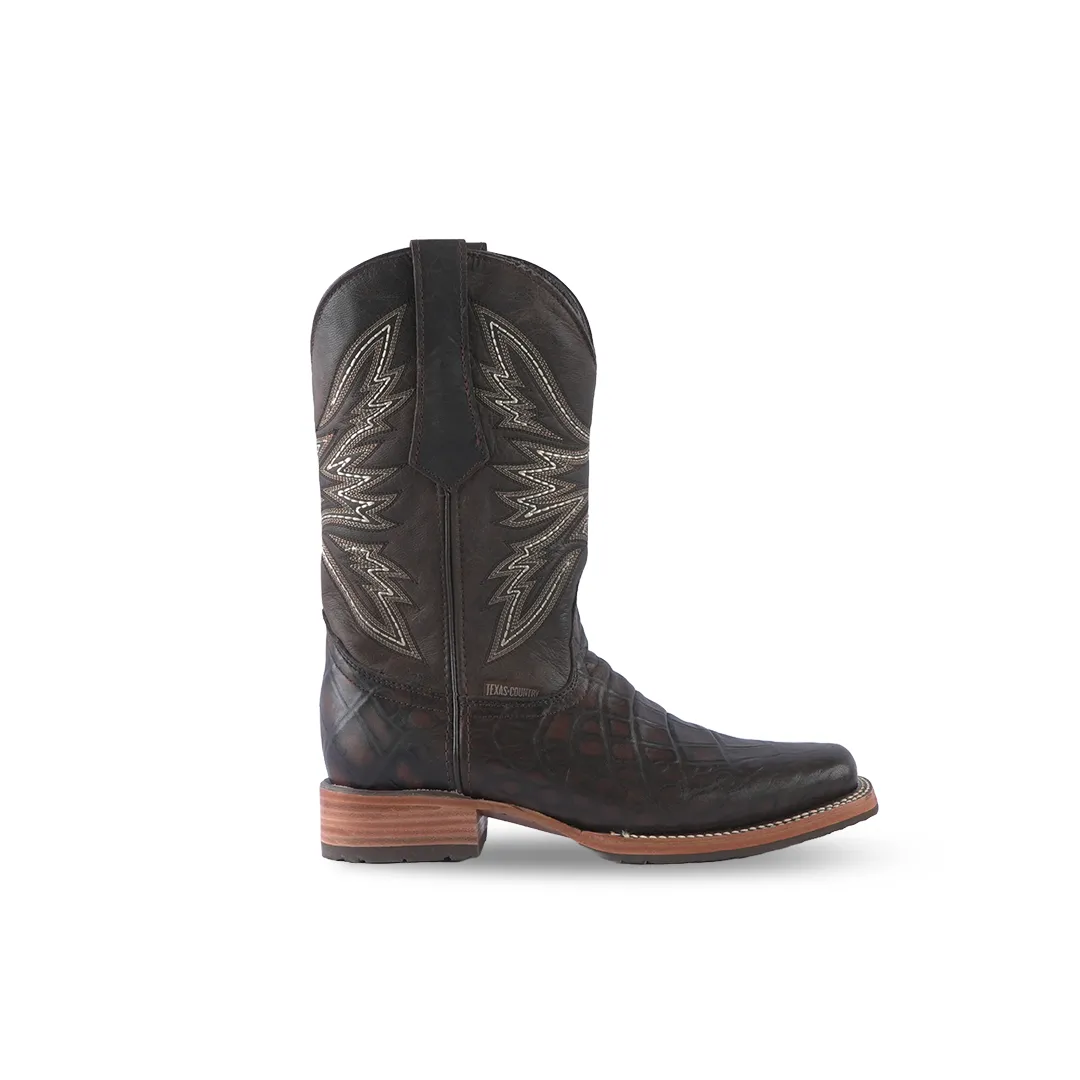 Texas Country Western Boot Flanco Coco Fango Chocolate Toe E659