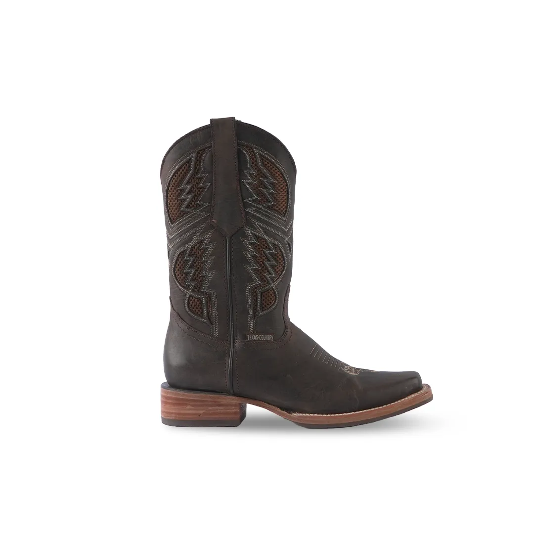 Texas Country Western Boot Fresno Choco Rodeo Toe E587