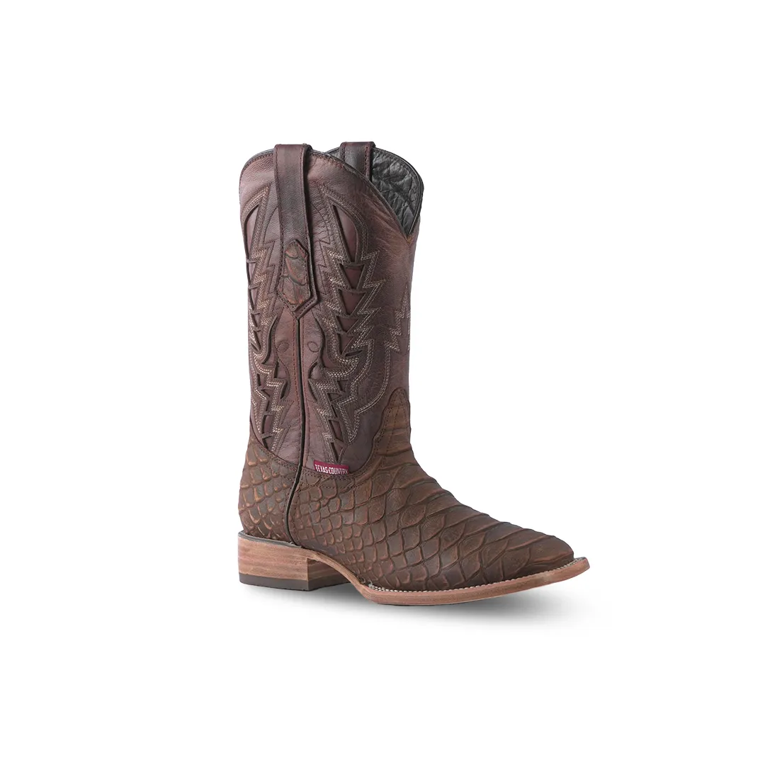 Texas Country Western Boot Python Jumbo Cognac Rustico E684