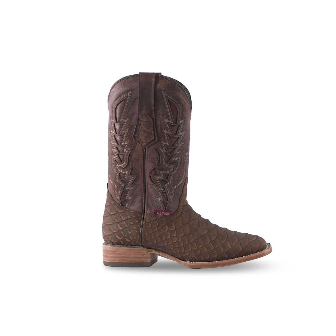 Texas Country Western Boot Python Jumbo Cognac Rustico E684