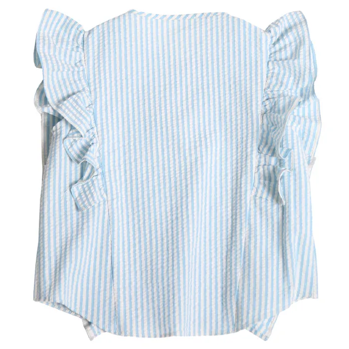 Tia Cibani Kids Child Baiana Ruffle Shell Top Waze Blue