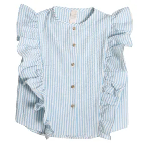 Tia Cibani Kids Child Baiana Ruffle Shell Top Waze Blue