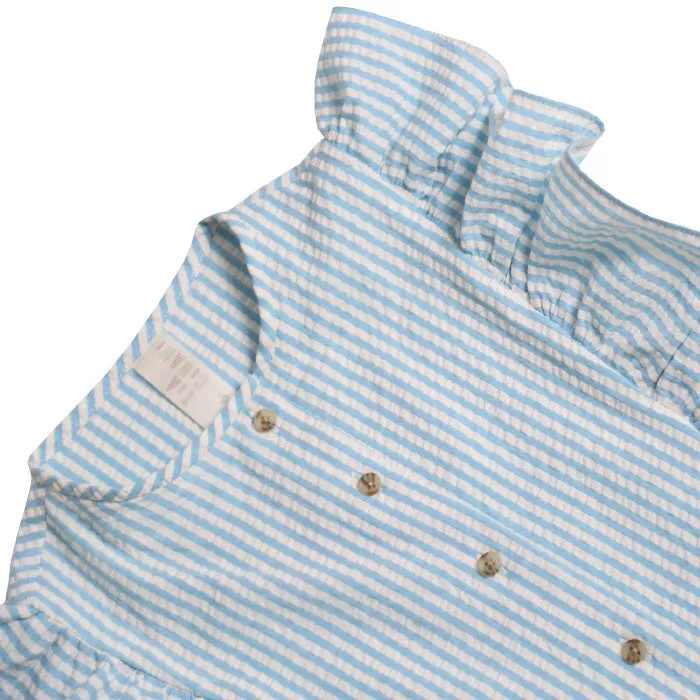 Tia Cibani Kids Child Baiana Ruffle Shell Top Waze Blue