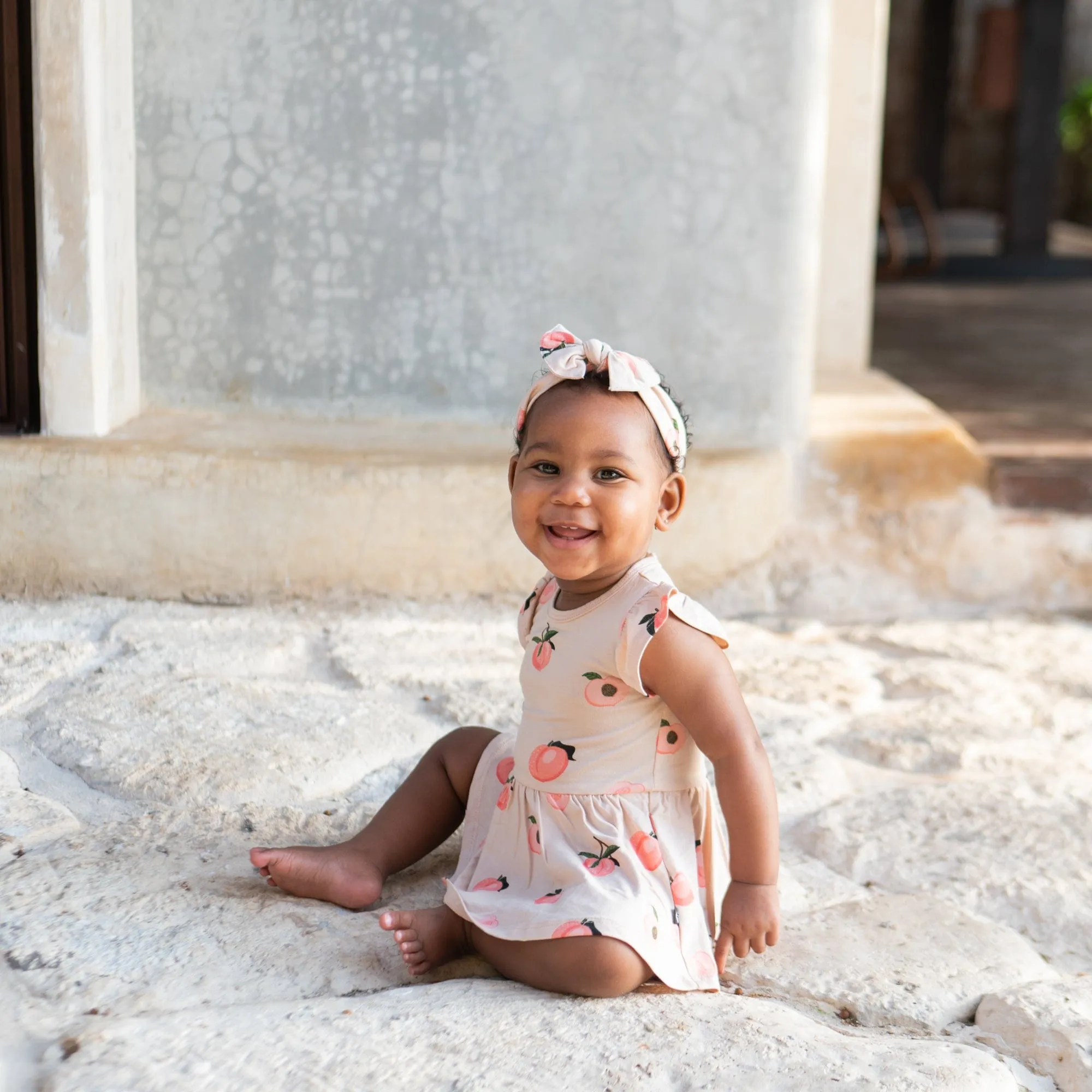 Twirl Bodysuit Dress in Peach