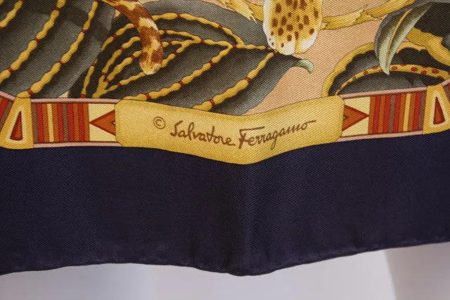 Vintage FERRAGAMO Silk Animal Print Scarf