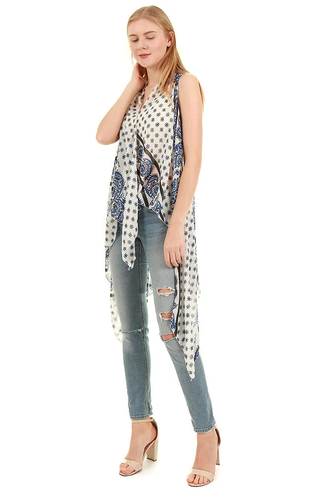 VP8501 Paisley Print Scarf Long Vest