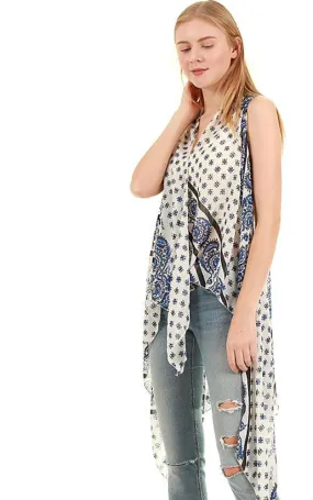 VP8501 Paisley Print Scarf Long Vest