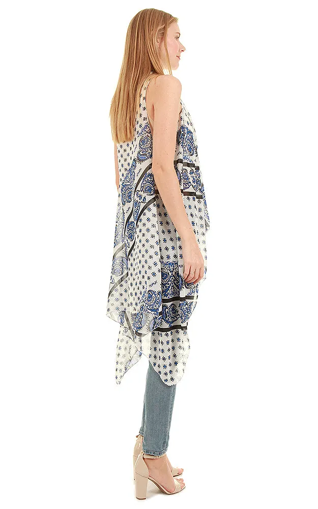 VP8501 Paisley Print Scarf Long Vest