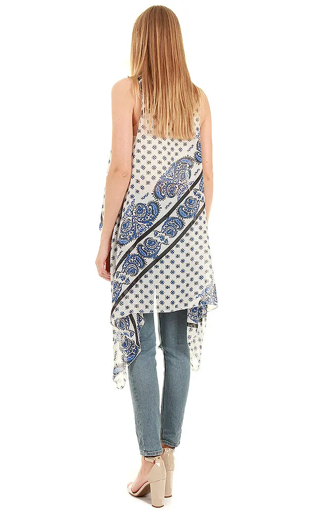 VP8501 Paisley Print Scarf Long Vest