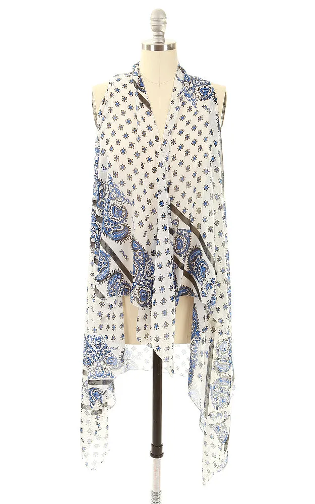 VP8501 Paisley Print Scarf Long Vest