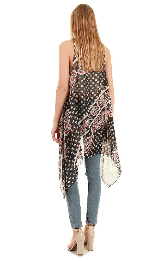 VP8501 Paisley Print Scarf Long Vest