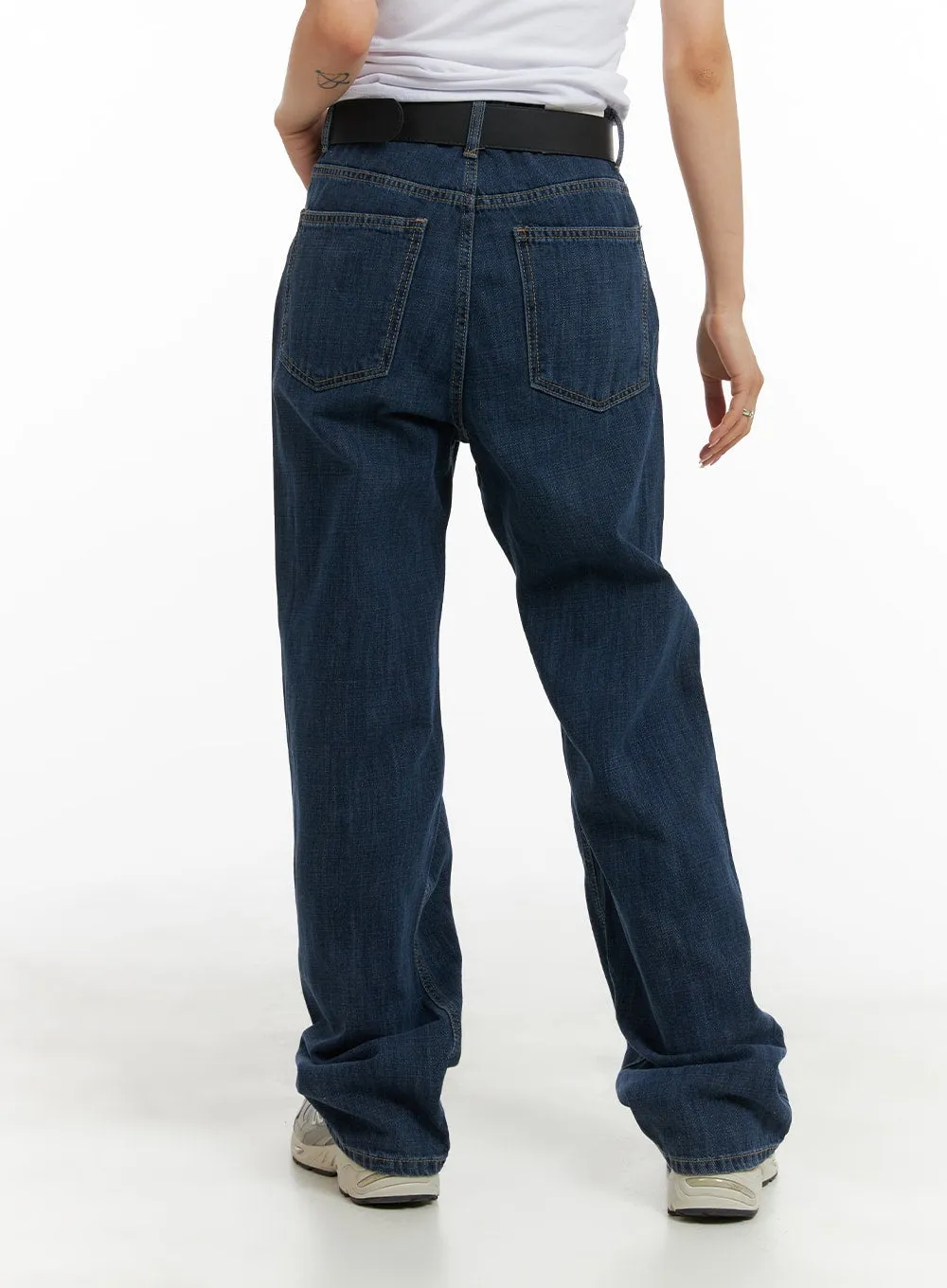 Washed Straight Jeans CA408