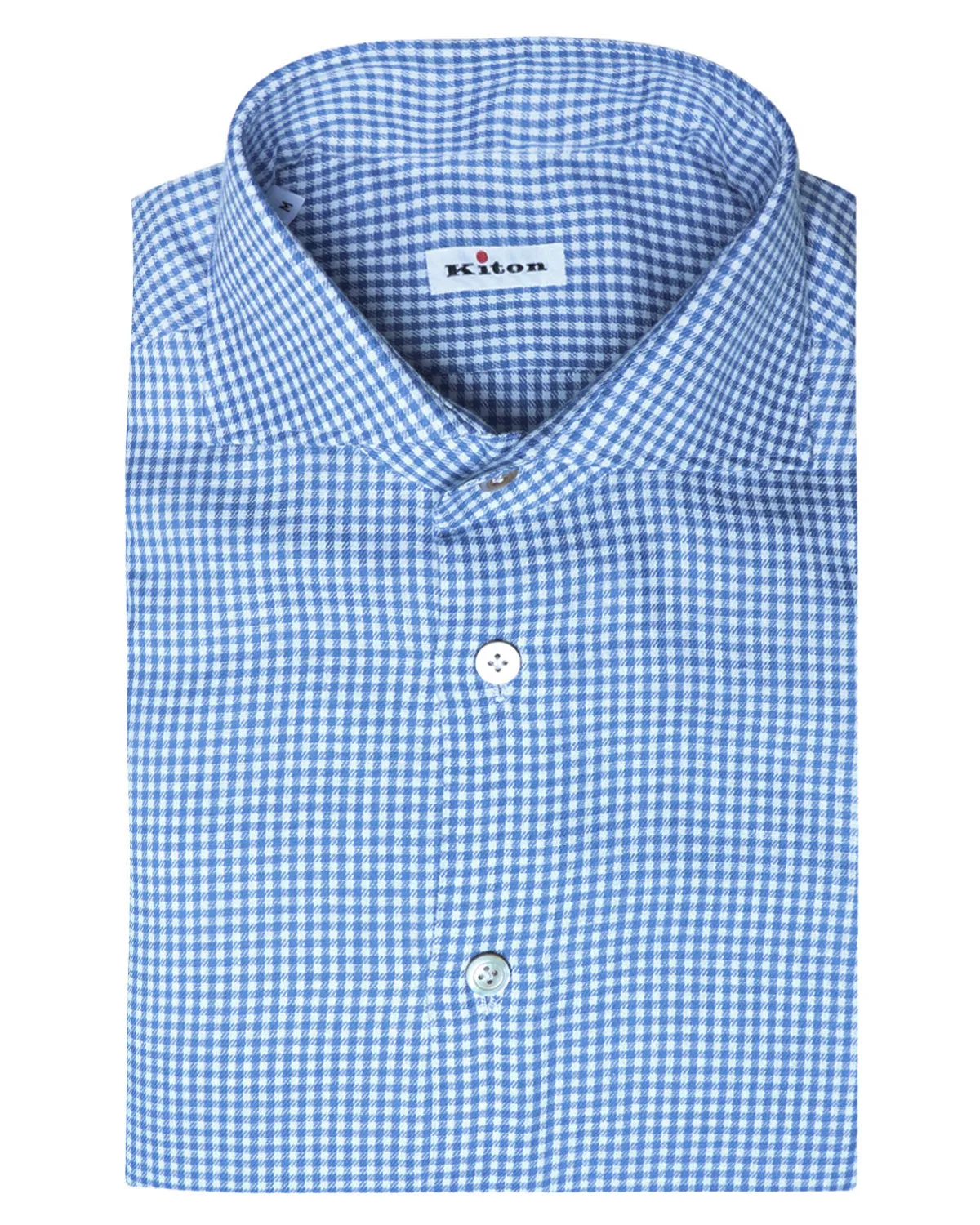 White and Blue Mini Buff Check Sportshirt