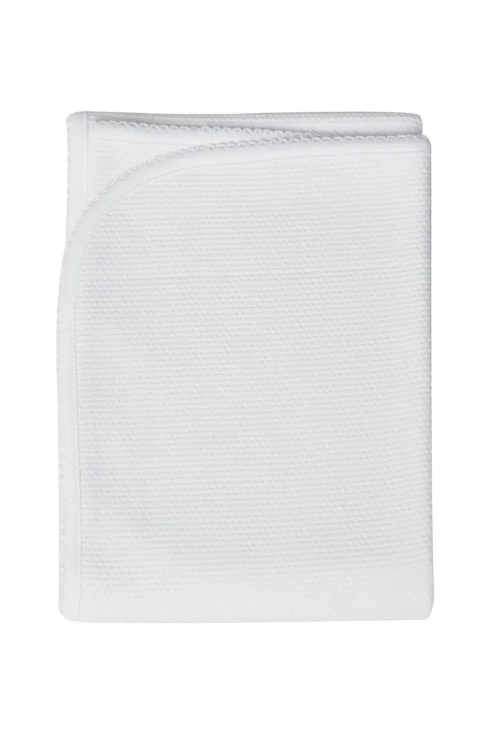 White Bubble Baby Blanket - White Picot Trim