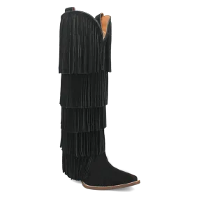 Wild Child Black Suede Leather Fringe Boots (DS) PREORDER SEPTEMBER 2024