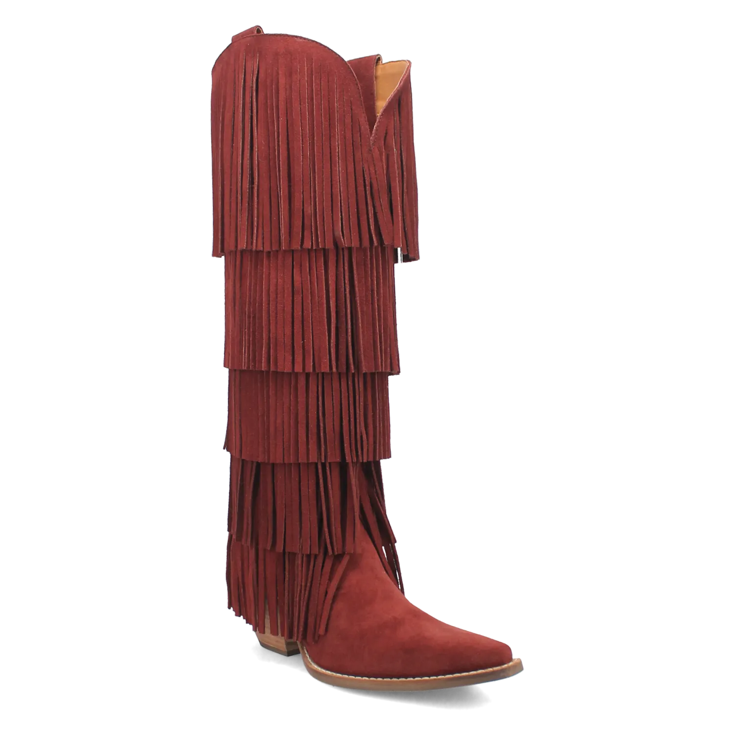 Wild Child Burgundy Suede Leather Fringe Boots (DS)