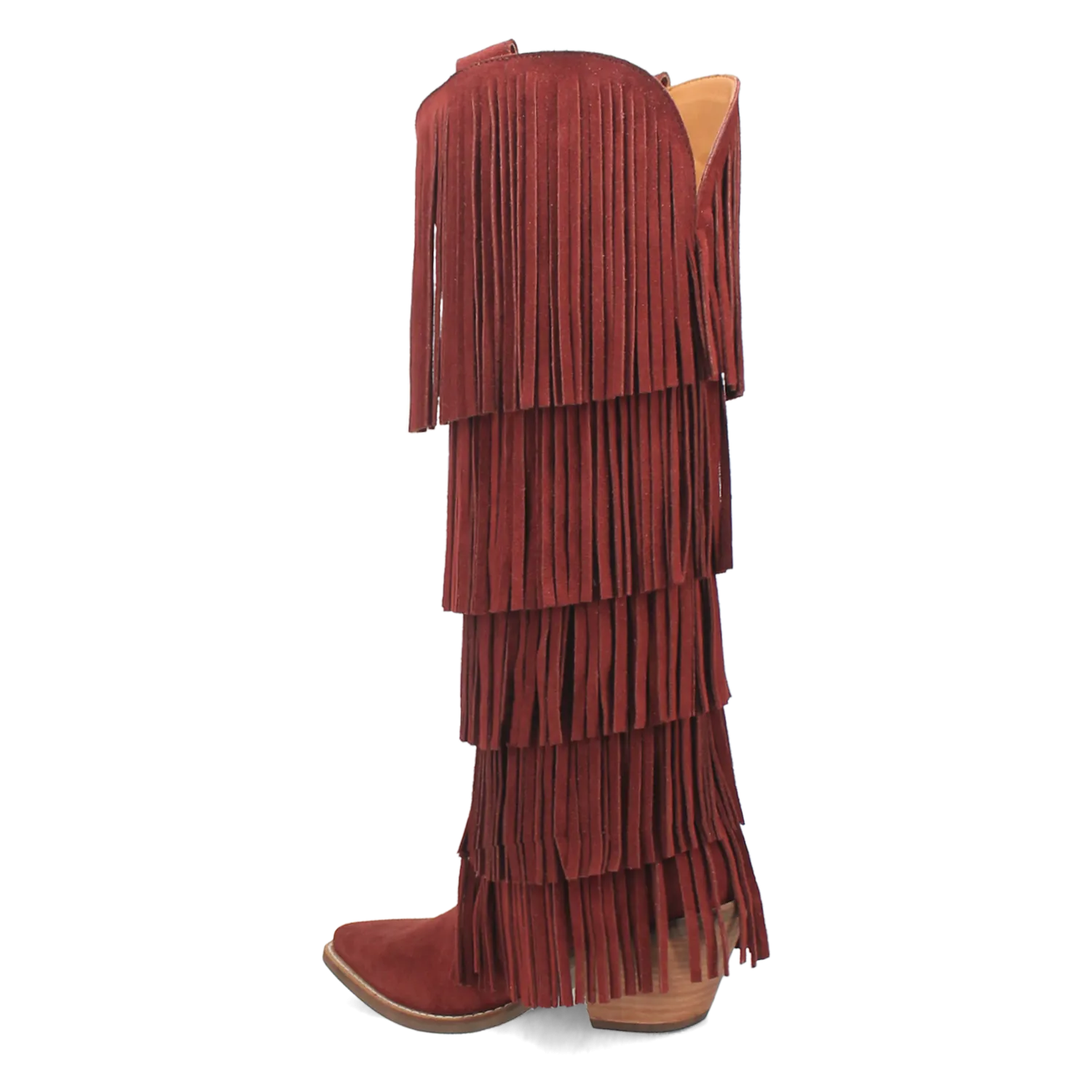 Wild Child Burgundy Suede Leather Fringe Boots (DS)