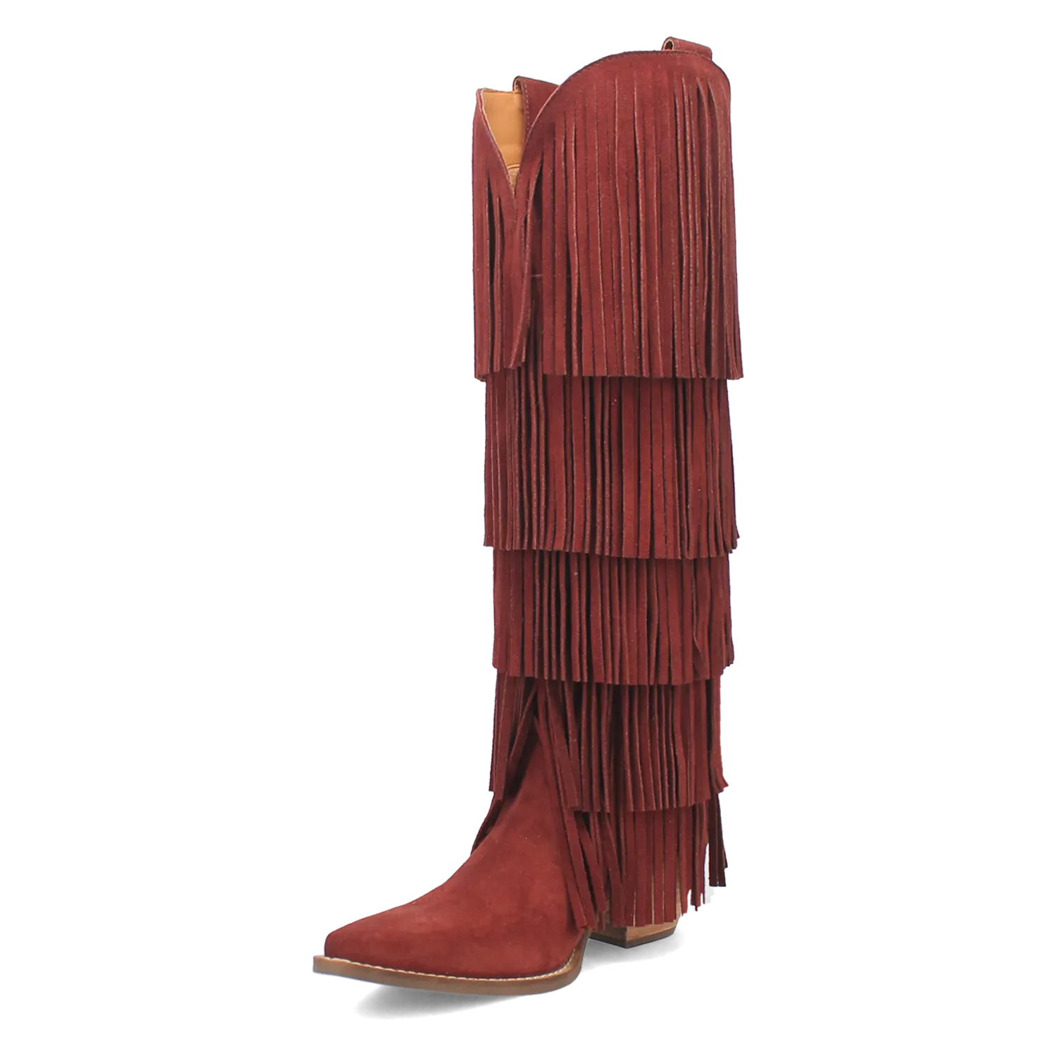 Wild Child Burgundy Suede Leather Fringe Boots (DS)